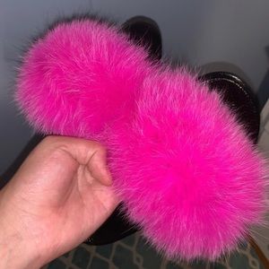 Real fox fur slides size 3 kids